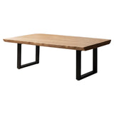 Natural Finish Rectangular Black Iron Sled Coffee Table Image - 2