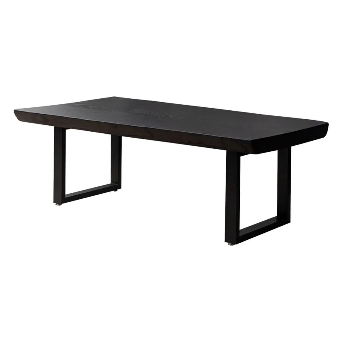 Natural Finish Rectangular Black Iron Sled Coffee Table Image - 3