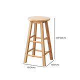 Natural Finish Round Backless Wood Footrest Bar Stool Image - 11