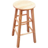 Natural Finish Round Backless Wood Footrest Bar Stool Image - 2