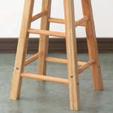 Natural Finish Round Backless Wood Footrest Bar Stool Image - 5