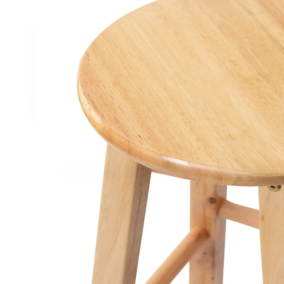 Natural Finish Round Backless Wood Footrest Bar Stool Image - 6