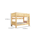 Natural Finish Rubberwood Twin Bunk Bed with Storage #size