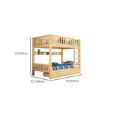 Natural Finish Rubberwood Twin Bunk Bed with Storage Image - 20