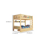 Natural Finish Rubberwood Twin Bunk Bed with Storage Image - 22