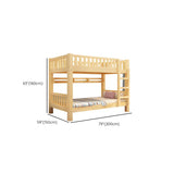 Natural Finish Rubberwood Twin Bunk Bed with Storage Image - 23