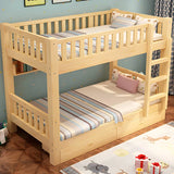 Natural Finish Rubberwood Twin Bunk Bed with Storage Image - 4