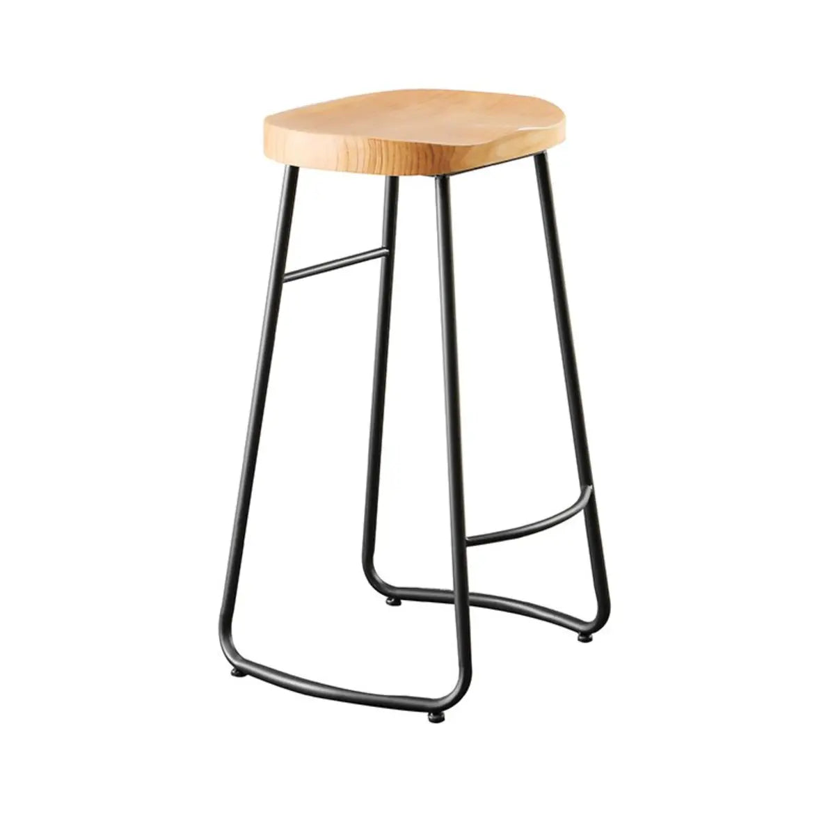 Natural Finish Saddle Wood Backless Sled Bar Stool Image - 10