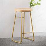 Natural Finish Saddle Wood Backless Sled Bar Stool Image - 7