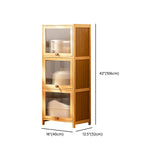 Natural Finish Tall Glass Doors Bamboo Display Cabinet Image - 23