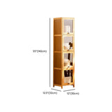 Natural Finish Tall Glass Doors Bamboo Display Cabinet Image - 26