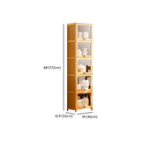 Natural Finish Tall Glass Doors Bamboo Display Cabinet Image - 32