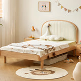 Natural Finish Upholstered Wood Low Clearance Kids Bed Image - 1