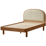 Natural Finish Upholstered Wood Low Clearance Kids Bed Image - 3