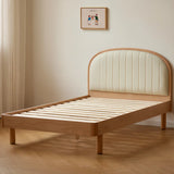 Natural Finish Upholstered Wood Low Clearance Kids Bed Image - 7