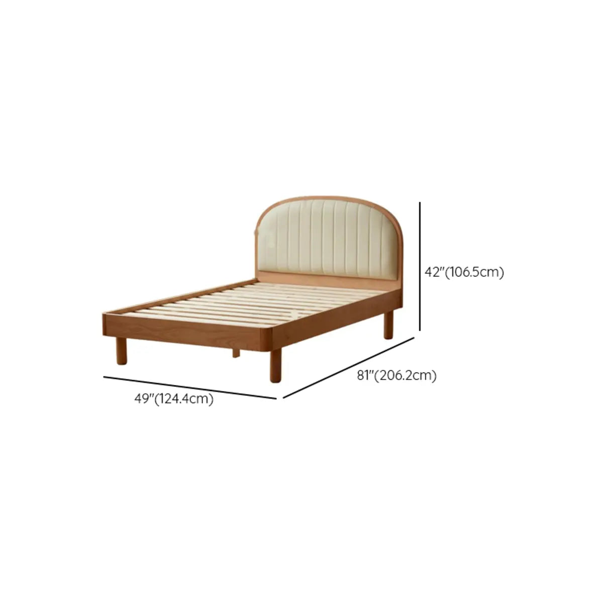 Natural Finish Upholstered Wood Low Clearance Kids Bed 