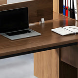 Natural Finish Wood Cabinet Drawers Shelf Computer Desk Image - 4