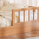 Natural Finish Wood Dollhouse Kids Bed with Guardrail Image - 10