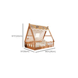 Natural Finish Wood Dollhouse Kids Bed with Guardrail #size