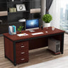 Natural Finish Wood Drawers H-Shape Computer Desk Image - 2