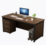 Natural Finish Wood Drawers H-Shape Computer Desk Image - 5