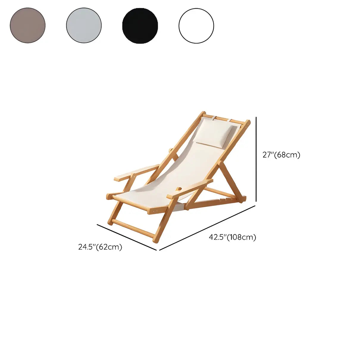 Natural Finish Wood Foldable Lounge Recliners White 