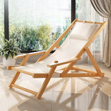 Natural Finish Wood Foldable Lounge Recliners White Image - 6