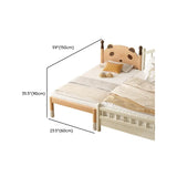 Natural Finish Wood Frame Kids Bed with Guardrail #size