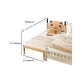 Natural Finish Wood Frame Kids Bed with Guardrail Image - 19