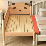 Natural Finish Wood Frame Kids Bed with Guardrail Image - 4