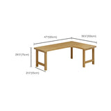 Natural Finish Wood H-Shape Base L-Shaped Writing Desk #size