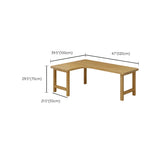 Natural Finish Wood H-Shape Base L-Shaped Writing Desk Image - 13