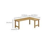 Natural Finish Wood H-Shape Base L-Shaped Writing Desk Image - 14