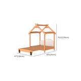 Natural Finish Wood House Shape Kids Bed with Guardrail Image - 14