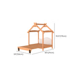 Natural Finish Wood House Shape Kids Bed with Guardrail Image - 15