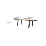 Natural Finish Wood Rectangle Black Base Conference Desk #size