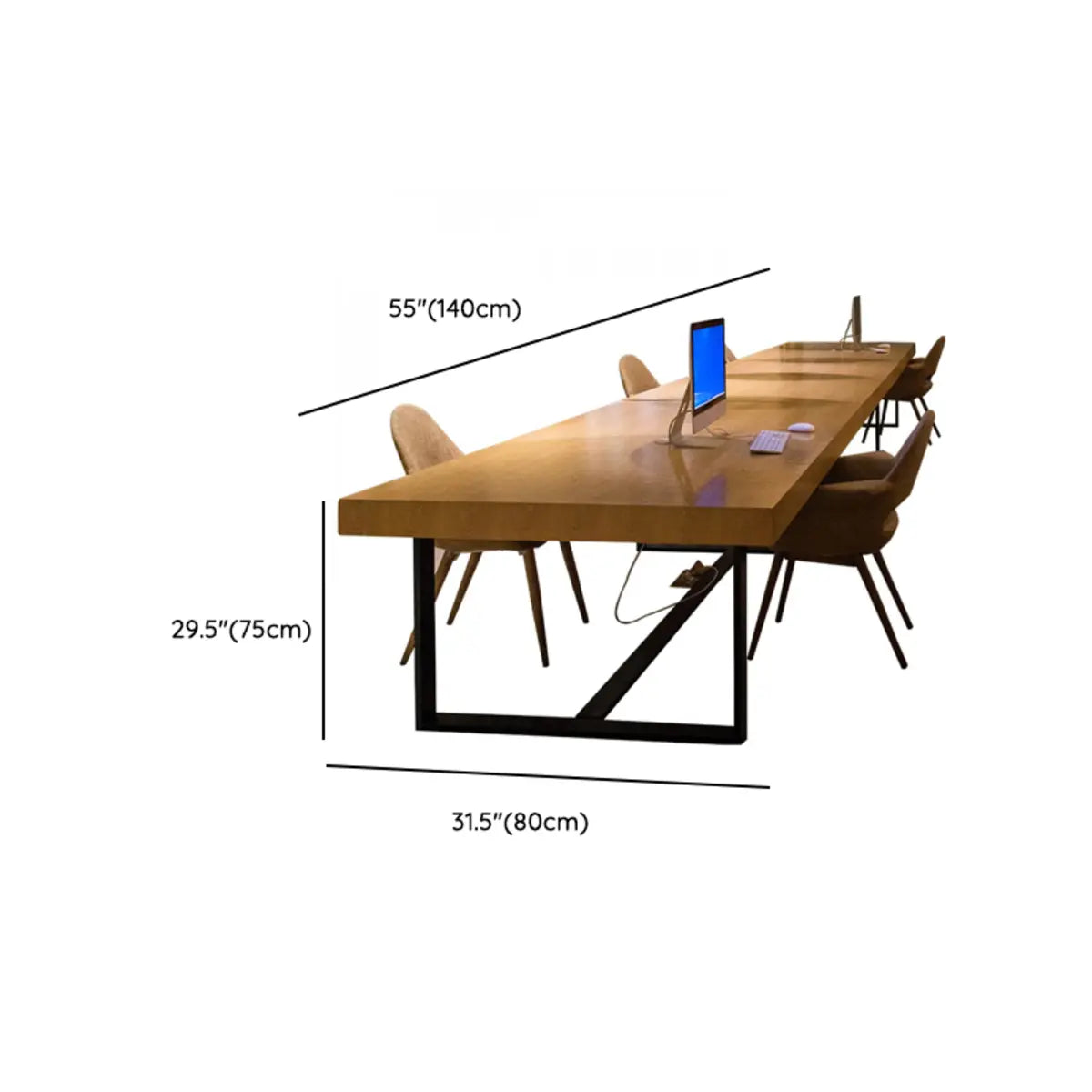 Natural Finish Wood Rectangle Collaborate Conference Desk Image - 10