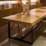 Natural Finish Wood Rectangle Collaborate Conference Desk Image - 4