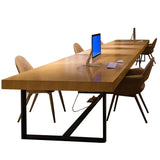 Natural Finish Wood Rectangle Collaborate Conference Desk Image - 5