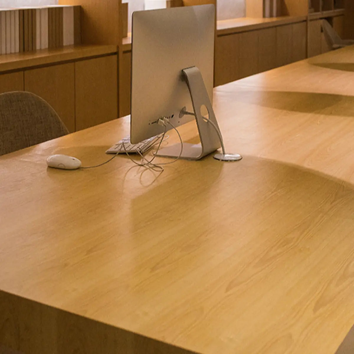 Natural Finish Wood Rectangle Collaborate Conference Desk Image - 6