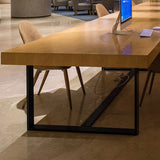 Natural Finish Wood Rectangle Collaborate Conference Desk Image - 7