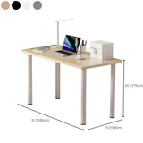 Natural Finish Wood Rectangle Metal Base Writing Desk #size