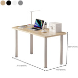 Natural Finish Wood Rectangle Metal Base Writing Desk Image - 20