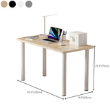 Natural Finish Wood Rectangle Metal Base Writing Desk Image - 21