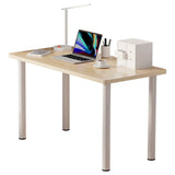 Natural Finish Wood Rectangle Metal Base Writing Desk Image - 5