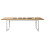 Natural Finish Wood Rectangle Sled Conference Desk for 8 Image - 5