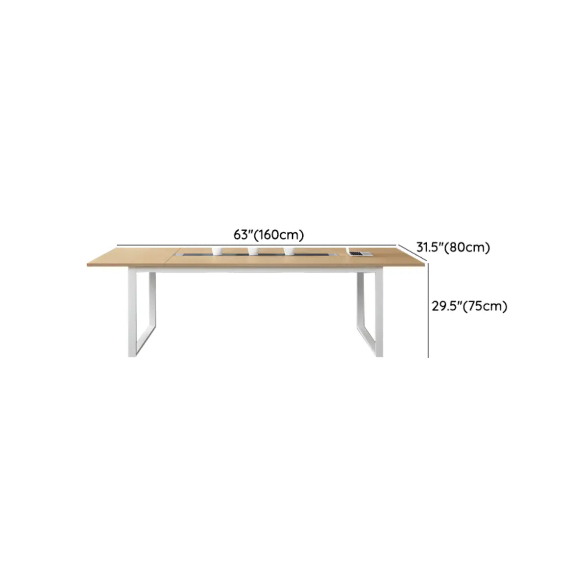 Natural Finish Wood Rectangle Sled Conference Desk for 8 