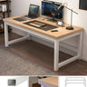 Natural Finish Wood Rectangle Steel H-Shape Gaming Desk Image - 12