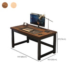 Natural Finish Wood Rectangle Steel H-Shape Gaming Desk #size