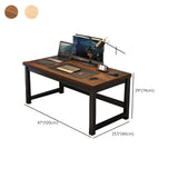 Natural Finish Wood Rectangle Steel H-Shape Gaming Desk Image - 23